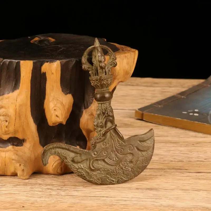 

Vintage Hand Vajra Dorje Purple Copper Tibetan Buddhism Devil-Repelling Artifact Ritual Magical Horse Head Jin Gangchu