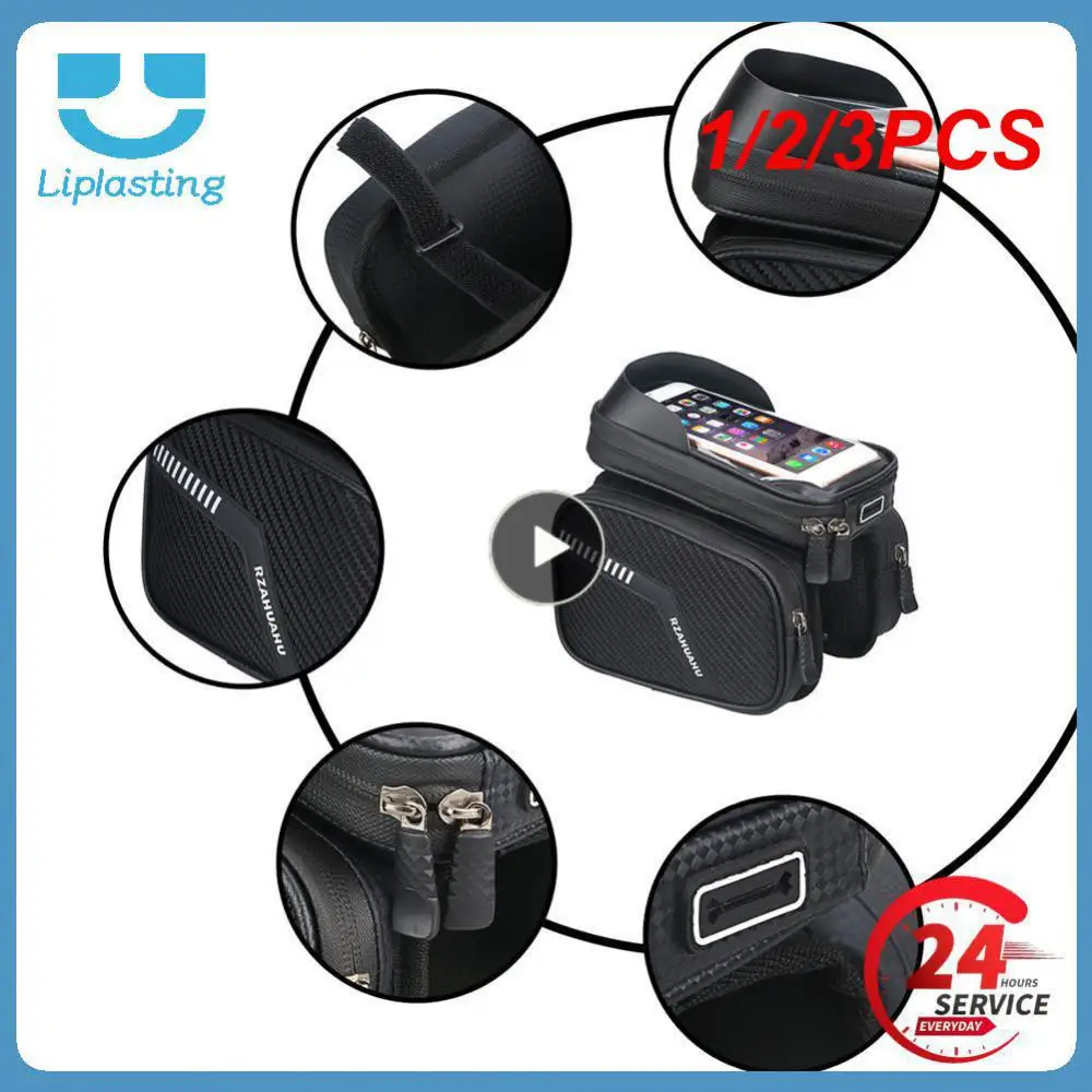 

1/2/3PCS Inch Phone Bike Front Frame Bag Touch Screen Waterproof Hard Shell Top Tube Storage Bags Organizer Cycling