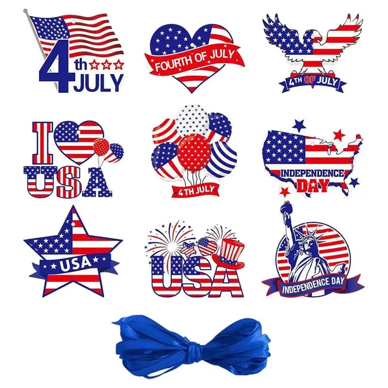 

9 Pcs Party Props Decor Supply Independence Day Hangings Prom Festival Ornament Balls American National Pendant Fourth July