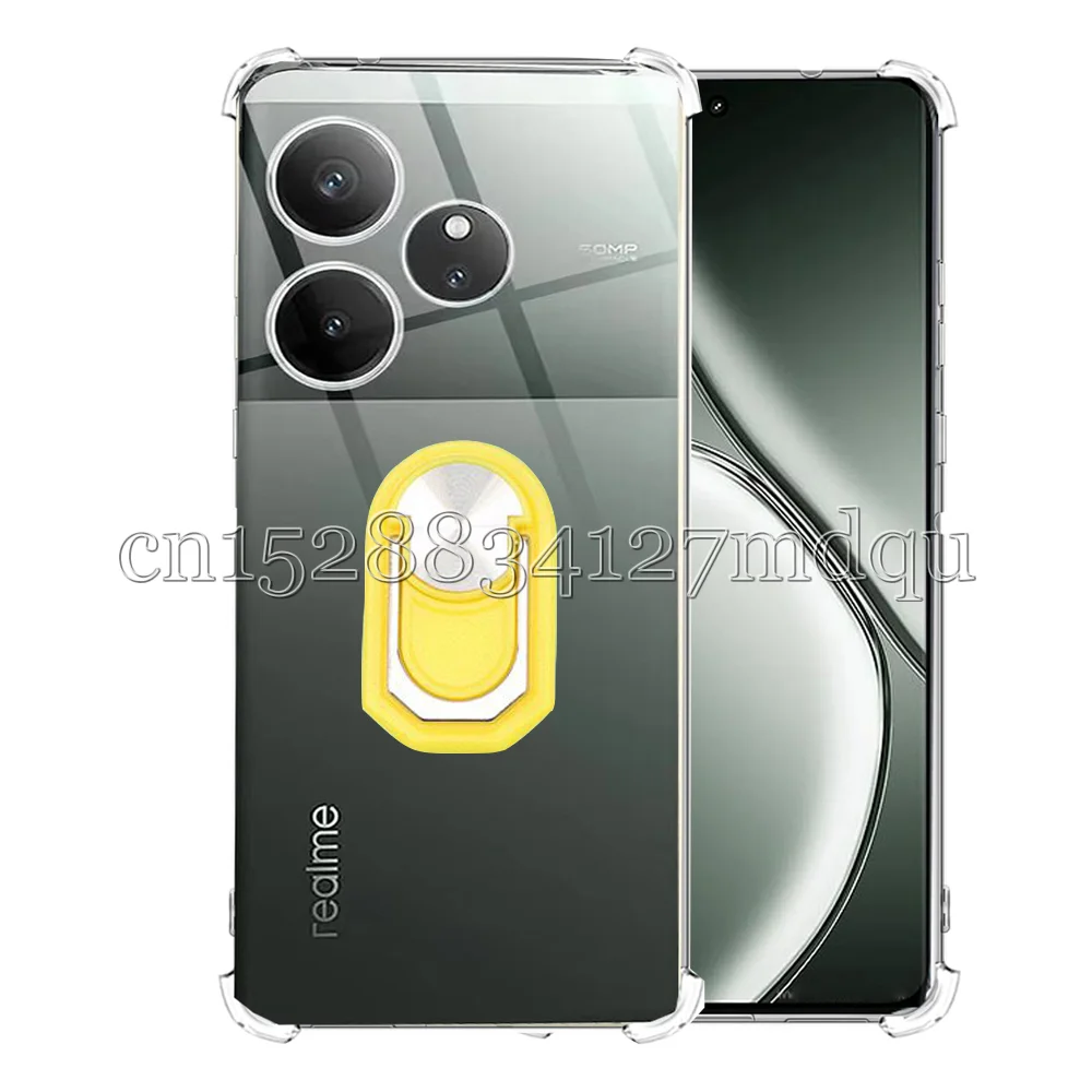 Кольцевой держатель для Realme GT6 противоударный мягкий чехол из ТПУ с подставкой GT