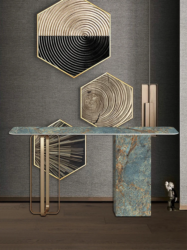 

LED Light Luxury Xuantai Italian Light Luxury Slate Modern Large Villa Living Room Entrance End View Platform