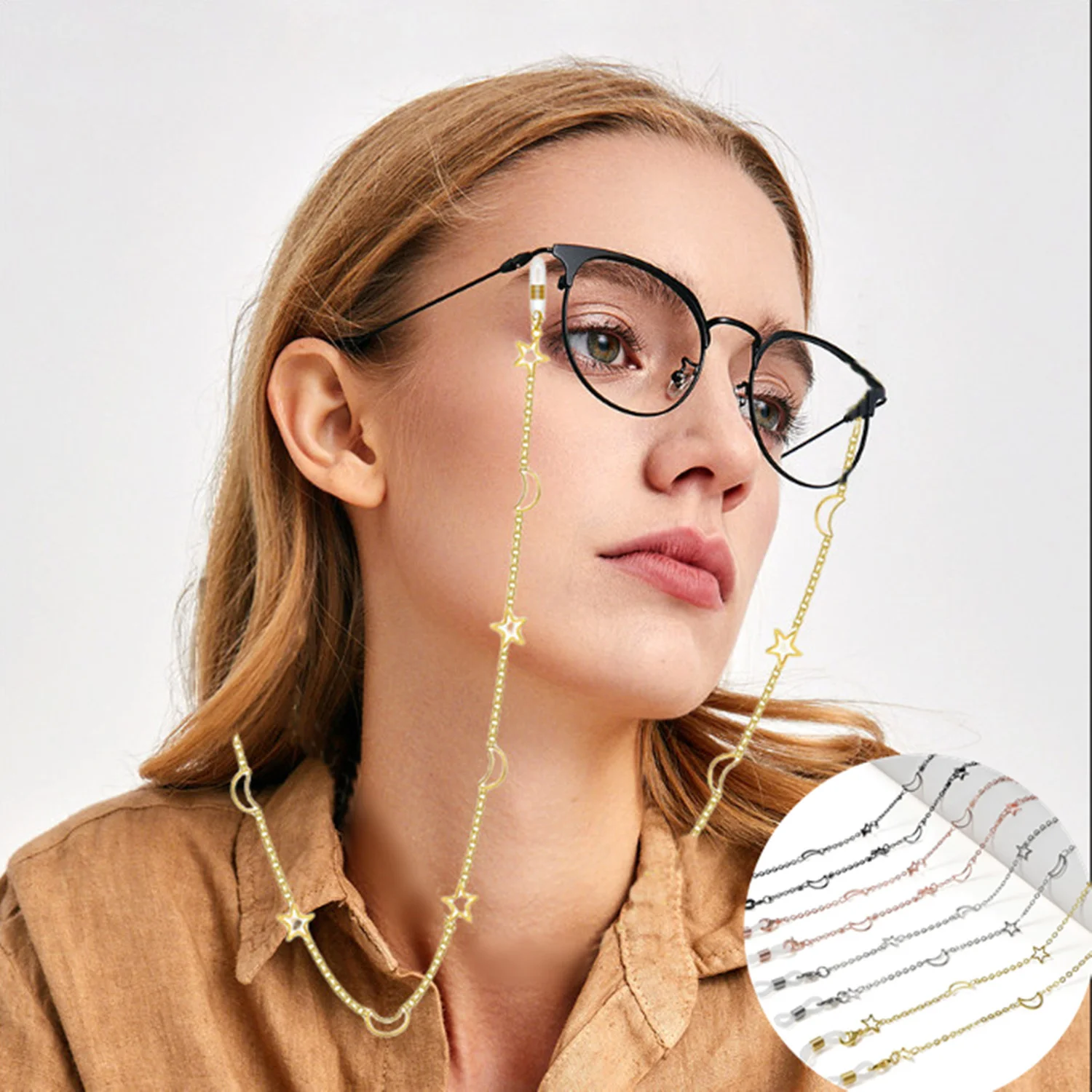 

Fashion Glasses Chain For Women Boho Sunglass Lanyard Holder Metal Moon And Star Mask Straps Hang On Neck Eyewear Accessories