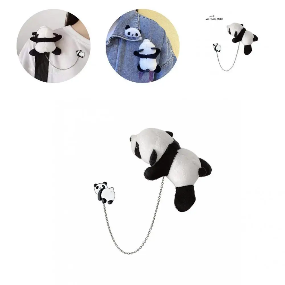 

Brooch Doll Cozy Bag Accessories Smell-less Panda Plush Doll Brooch Panda Clothes Pin Photograph Prop