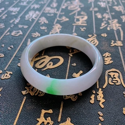 

Natural Burmese Light Green Flower Jadeite 54mm-64mm Bracelet Elegant Princess Jewelry Gifts for Mom and Girlfriend