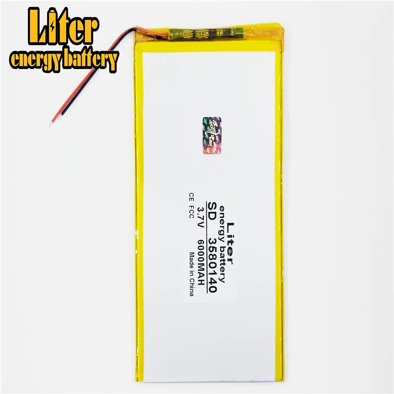 Liter energy battery Good Qulity 3.7V,6000mAH 3580140 Polymer lithium ion / Li-ion battery for tablet pc BANK,GPS,mp3,mp4