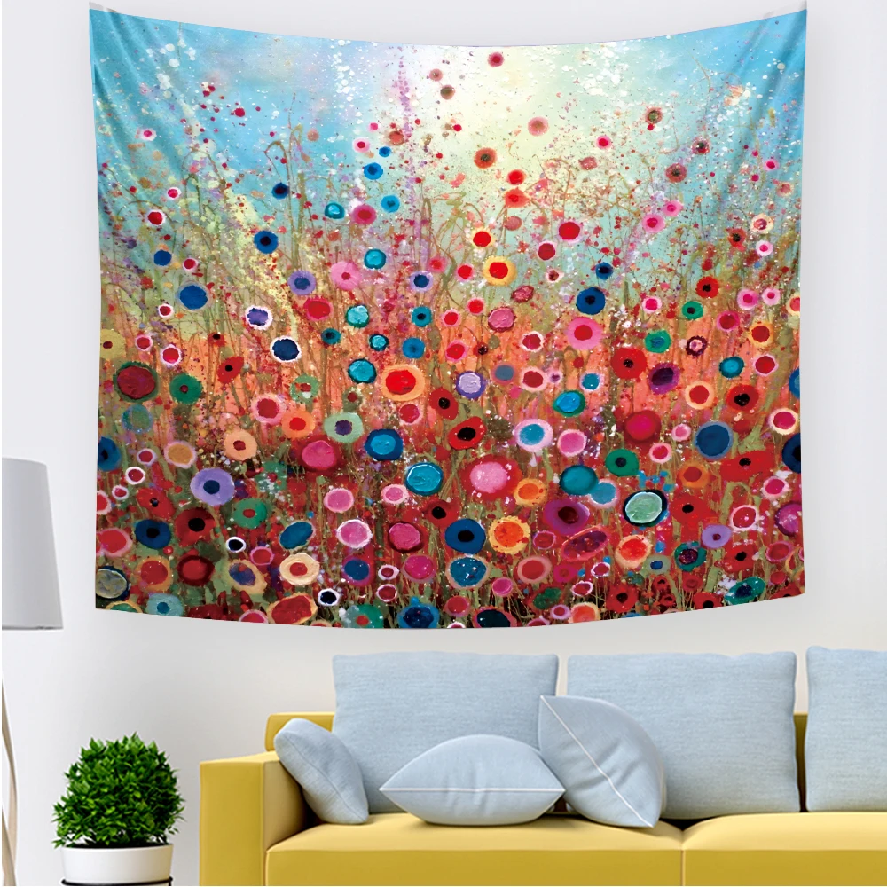 

Oil Painting Flower Tapestry Wall Hanging Beach Rug Blanket Camping Tent Travel Mattress Bohemian Sleeping Pad Tapestry