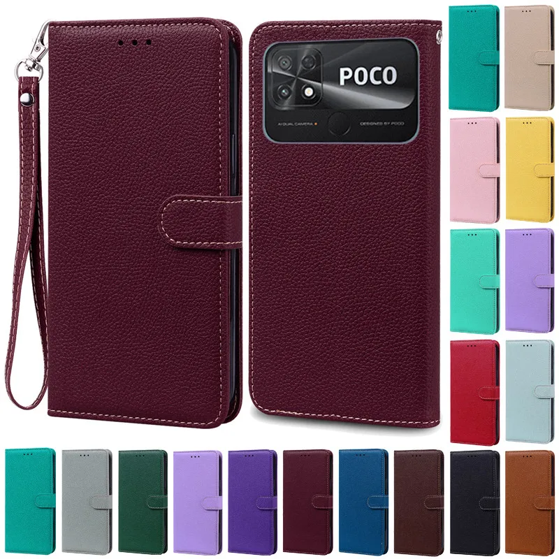 POCO C40 Case Leather Wallet Flip Case For POCO C40 Case Xiaomi POCO C40 C 40 PocoC40 Phone Cover Coque Fundas Etui Shell