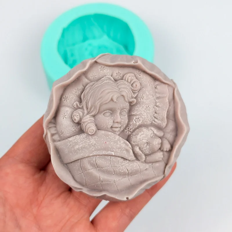 

Sleeping Girl Toy Silicone Soap Mould Human Candle Resin Plaster Making Tool Flower Lass Ice Cake Mold Home Desk Decor Gifts