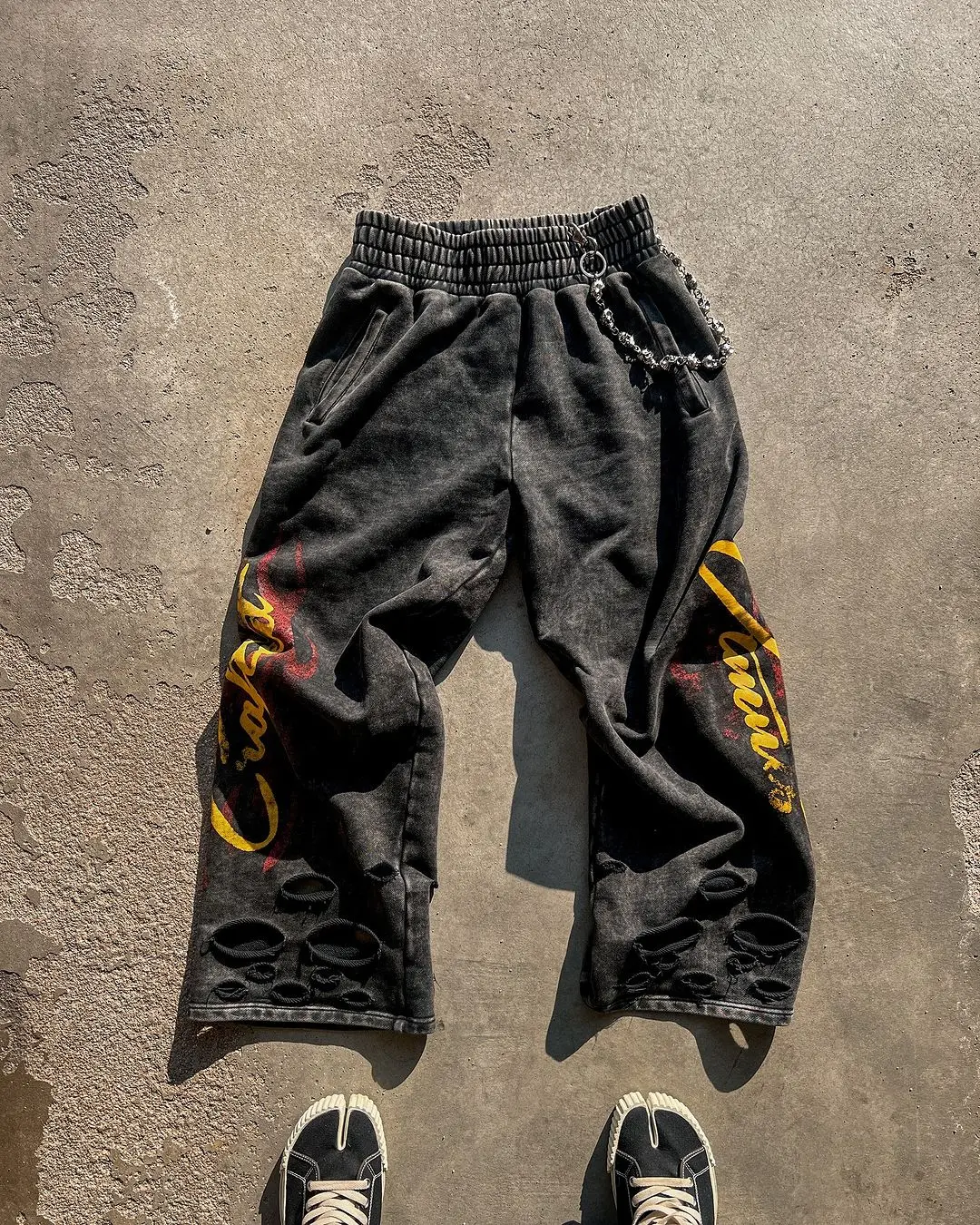 High Street Hip Hop Новые черные джинсовые брюки Y2k Goth Harajuku Мужская одежда Рваные