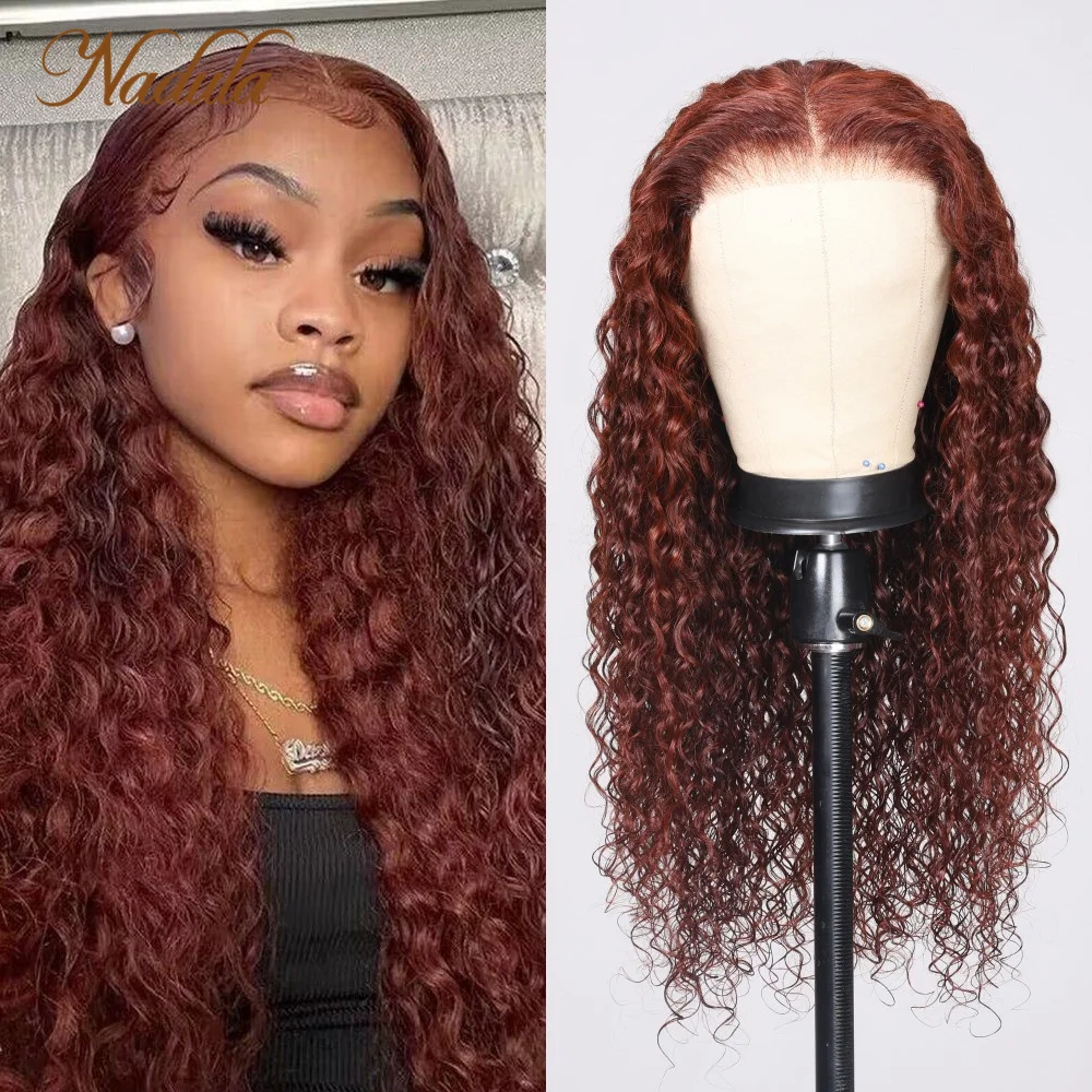 Nadula Hair Pre Cut 6X4.5 Lace Closure Wig Water Wave 3 Seconds Wear&Go Glueless Air Wig Breathable Cap 33B Reddish Brown Color