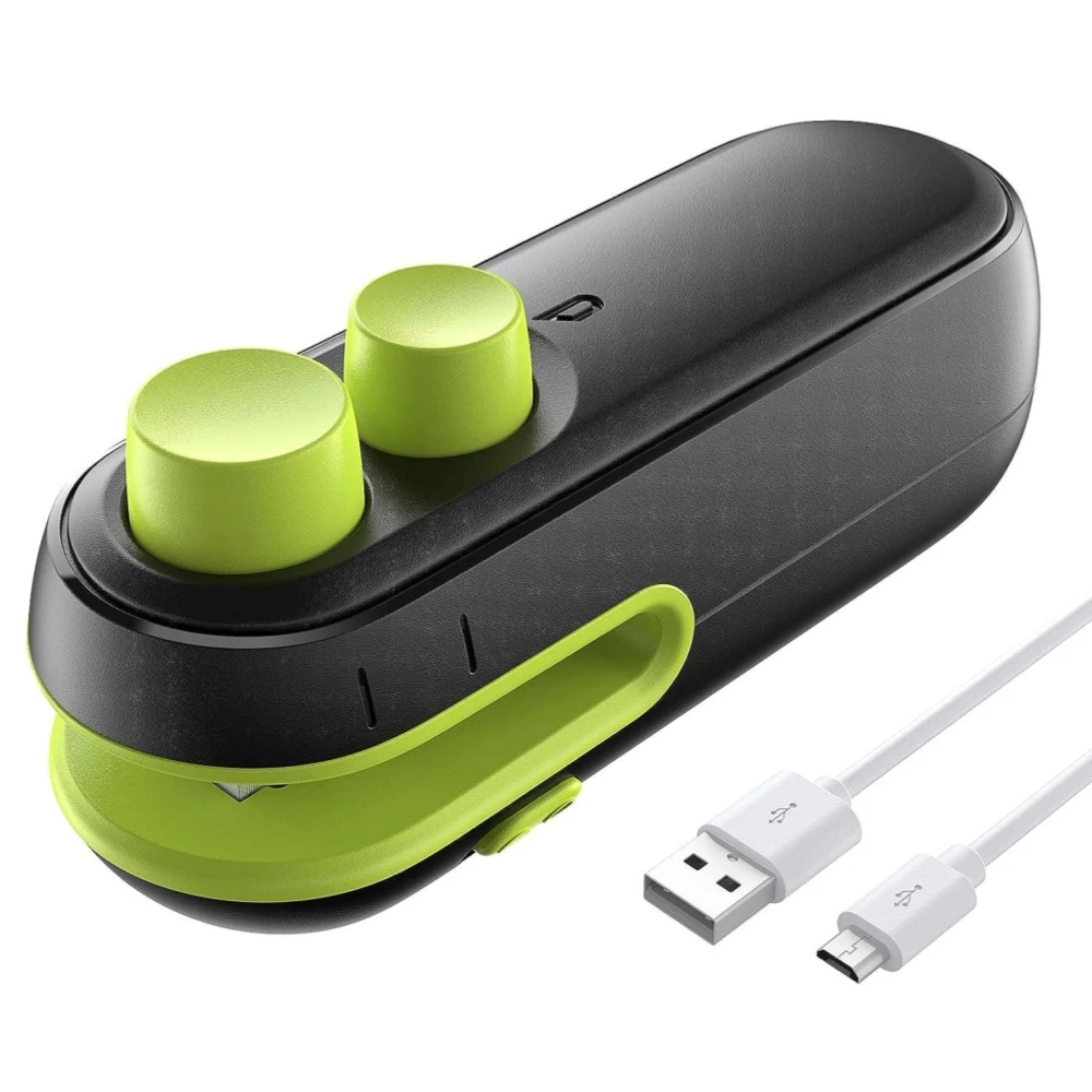 

2 in 1 Mini Bag Sealer for Snacks Rechargeable Handheld Bag Resealer Portable Bag Heat Sealing Machine Keep Food Cookies Fresh