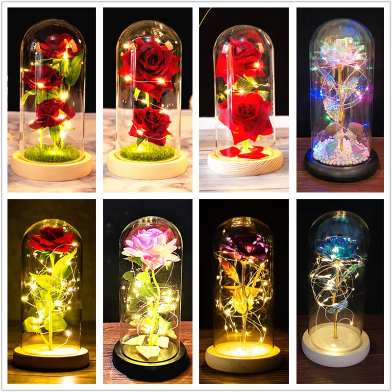 

Eternal Rose LED Light In Glass Cover Mothers Day Wedding Favors for Guest Bridesmaid Gifts Party Favors Valentine's Day Gift