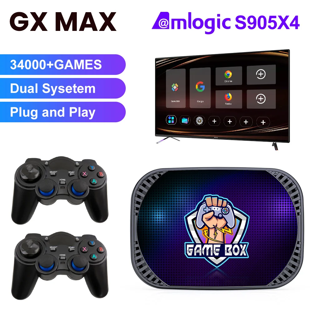 

GX MAX Retro Video Game Console For PSP/PS1/N64/Sega Saturn/DC with EmuELEC4.6 & Android11 Dual OS Amlogic S905X4 4K Game Player