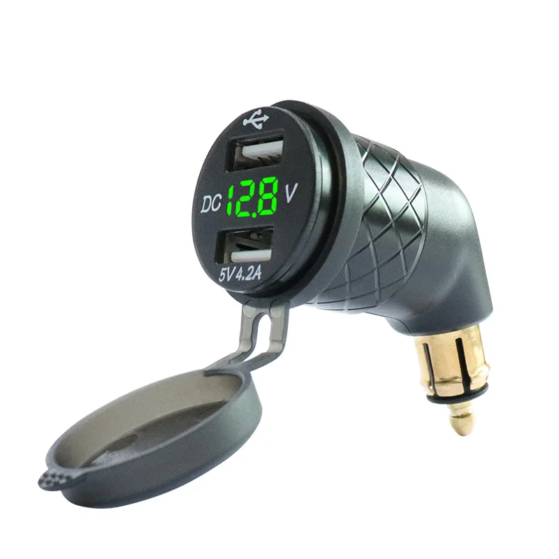 

Aluminium DIN Hella USB Plug to Dual USB Charger Adapter 4.2a with LED Voltmeter Waterproof for 12V/24V BMW Ducati Motorcycles