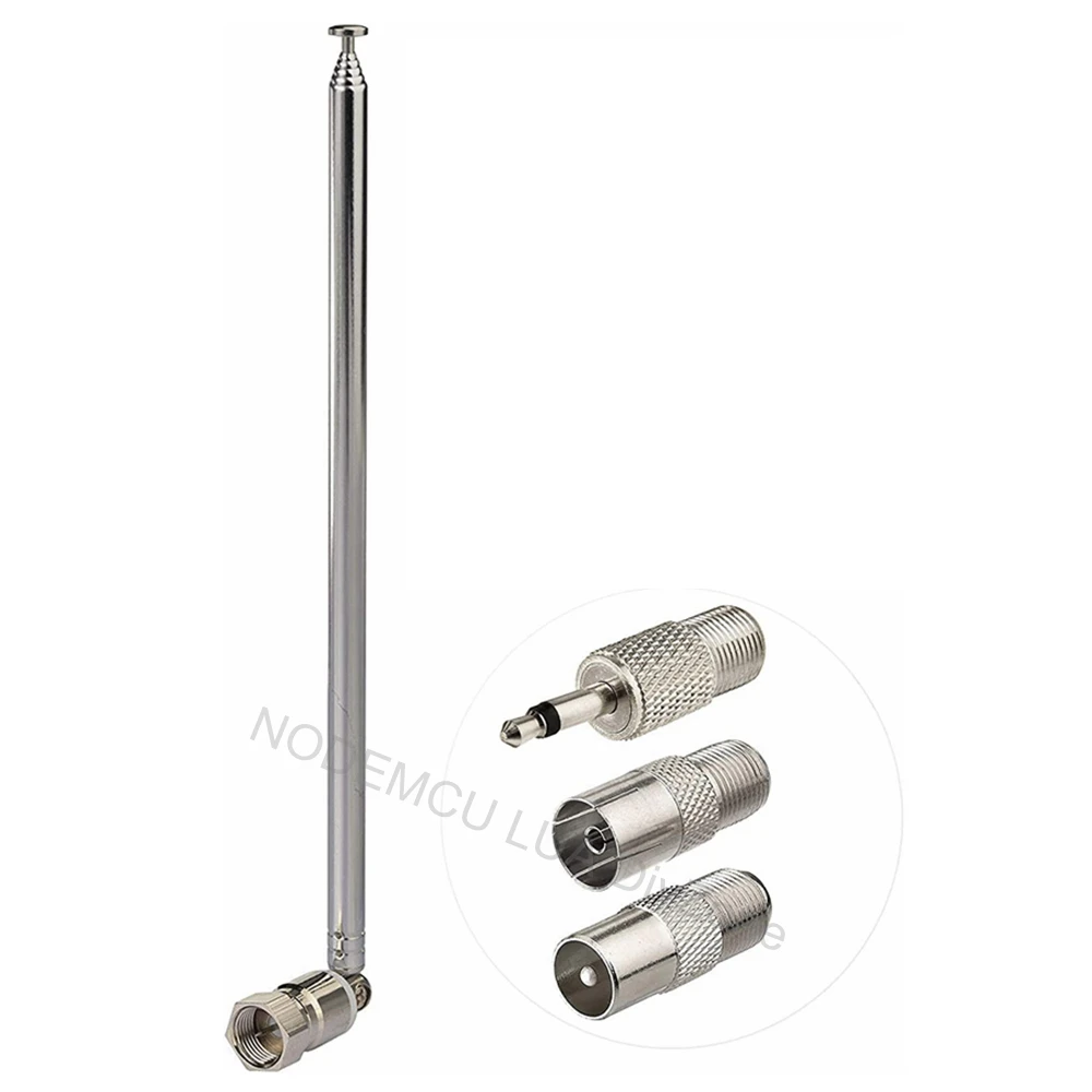 1Set FM Telescopic Antenna 75 Ohm FM Antenna F-Type Male Plu