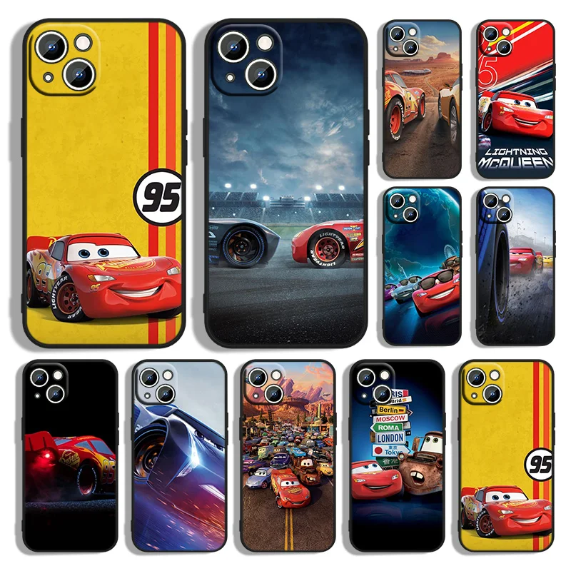 

Cars Lightning McQueen Phone Case For Apple iPhone 14 13 12 11 XS XR X 8 7 6 6S 5 5S SE Pro Max Plus mini Black Cover