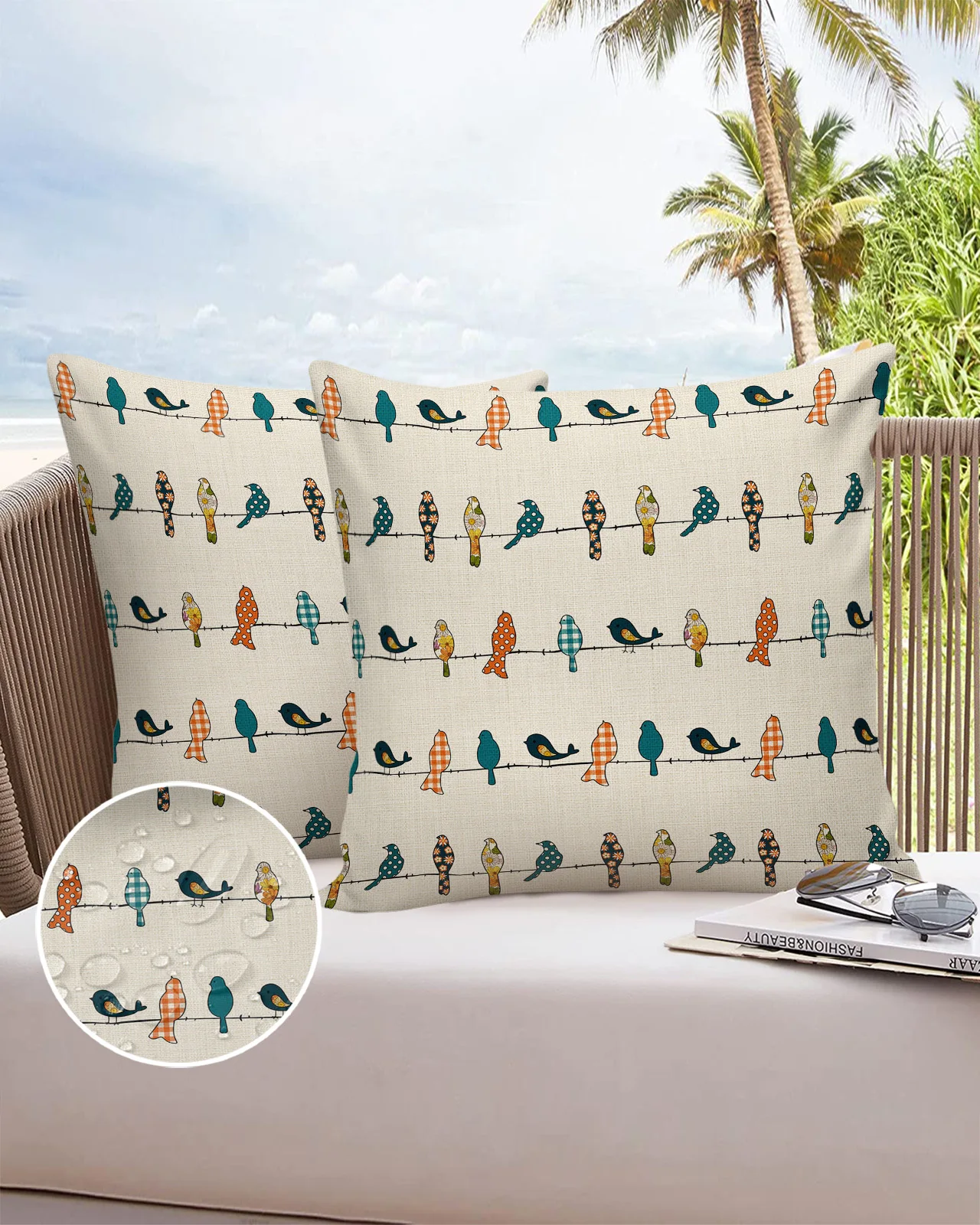

Bird Plaid Flower Teal 2/4pcs Pillowcase Waterproof Cushion Cover for Wedding Home Sofa Cushion Pillow Cover Birthday Gift
