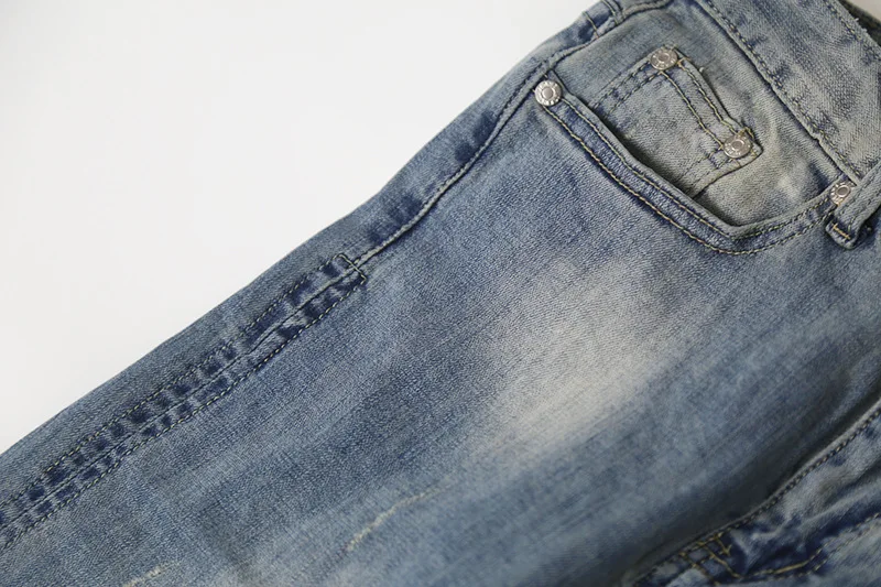 Men's New High Quality Destroyed Pants Can Be Used To Make Old Blue Holes Slim Fit Stretch Jeans with Small Feet Men's Fashion