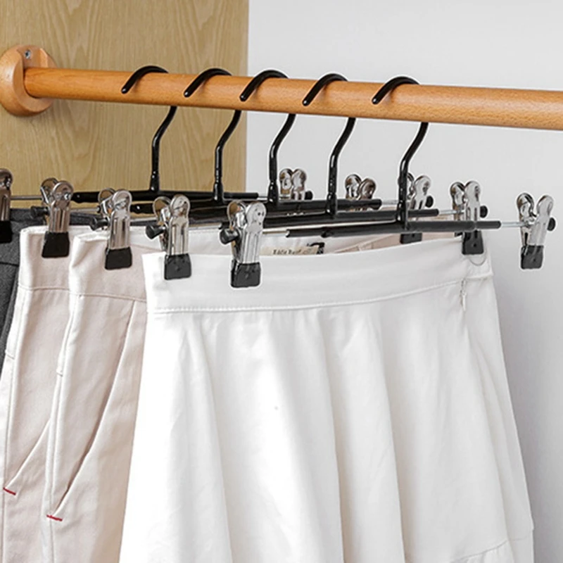 

Skirt Hangers - Trouser Hangers With Clips 10 Pack Clip Hangers Adjustable Non-Slip Hangers For Trousers Pants Clothes