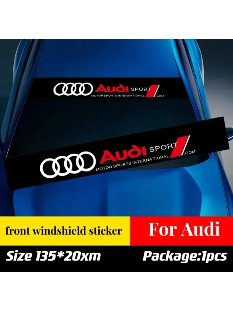

Наклейки на лобовое стекло Audi, передние декоративные наклейки, 3D наклейки для A7 Q2 Q3 Q5 Q7 A3 8P 8V 8L A5 A6 C6 C5 C7 TT, аксессуары