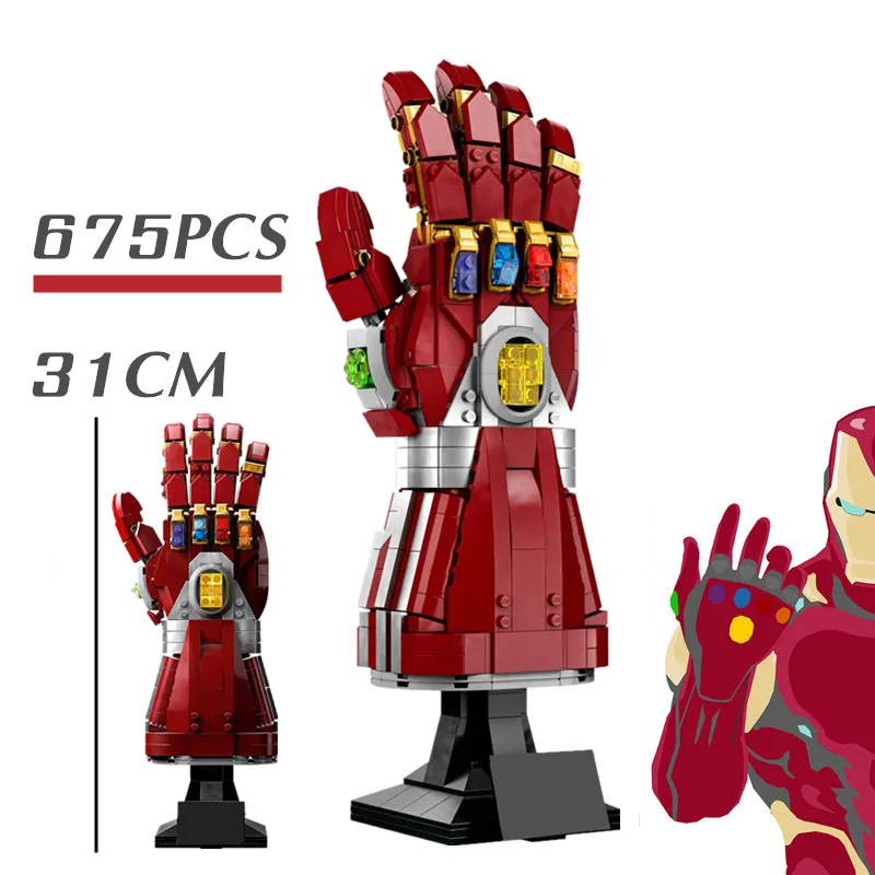 

Disney Marvel Iron Man Infinity Nano Gauntlet Glove Avengers Ironman Heroes Fit 76223 Toy Model Building Block Brick Gift Kid