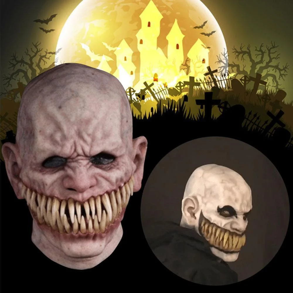 Demon Latex Mask Scary Devil Mutant With Realistic Long Teeth Costume Halloween Party Props Stalker | Masks &amp Eyewear
