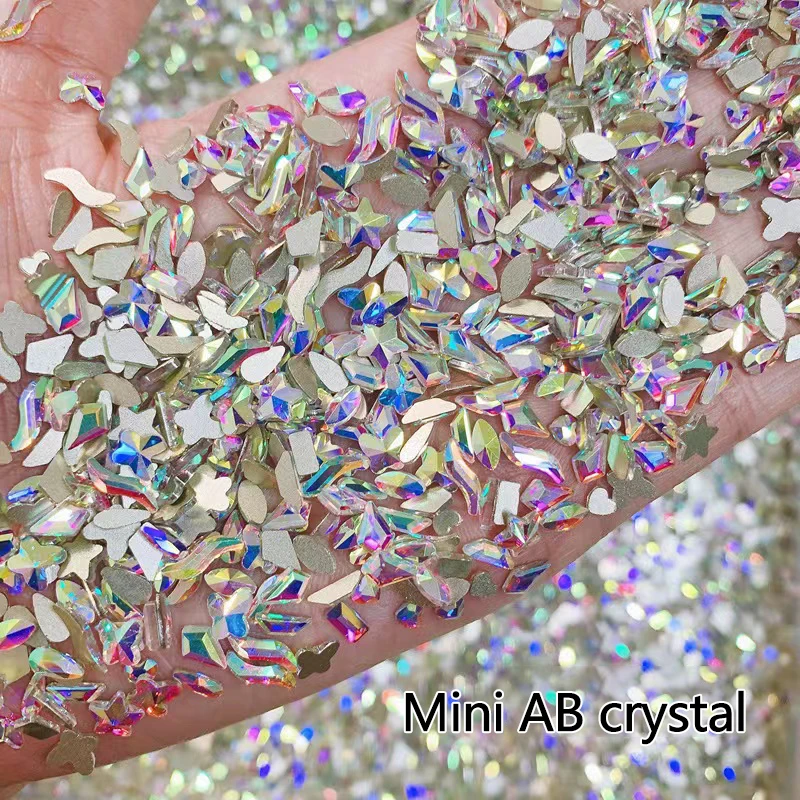 

Hot Sales In 2023 Mini Crystal AB Shiny Flat Back Glass Nail Art Rhinestones Diamond 3D Fingernail DIY Accessories 30/100Pcs