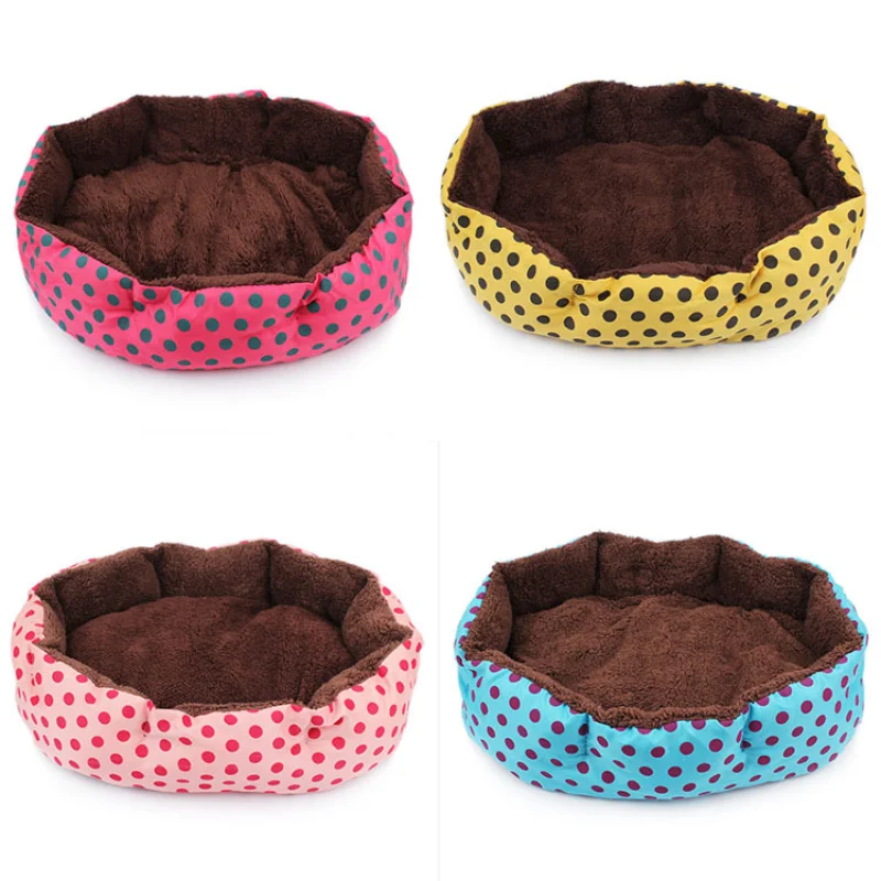

Pet Cat Bed Warm Winter Dog Cat Bed Soft Wool Point Design Pet Nest with Removable Mats Octagonal Shape Kennel Cat Accessories
