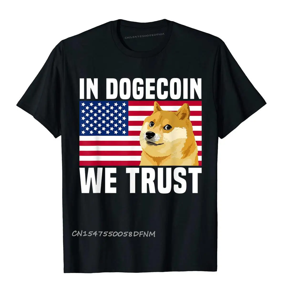 

Персонализированные футболки из хлопка премиум-класса, Мужская футболка Dogecoin в Dogecoin, мы доверяем