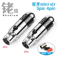 qyfang starlight rhodium plated audio plug mini xlr 34 pin for abyss 1266 meze lcd2 lcd4 dt1770
