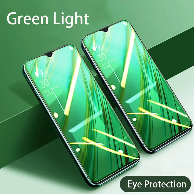 

For OPPO F19 F17 F15 F11 Pro Plus F19 Pro+ Green Light Screen Protector Anti-blue Tempered Glass Eye Protection Cover Glass