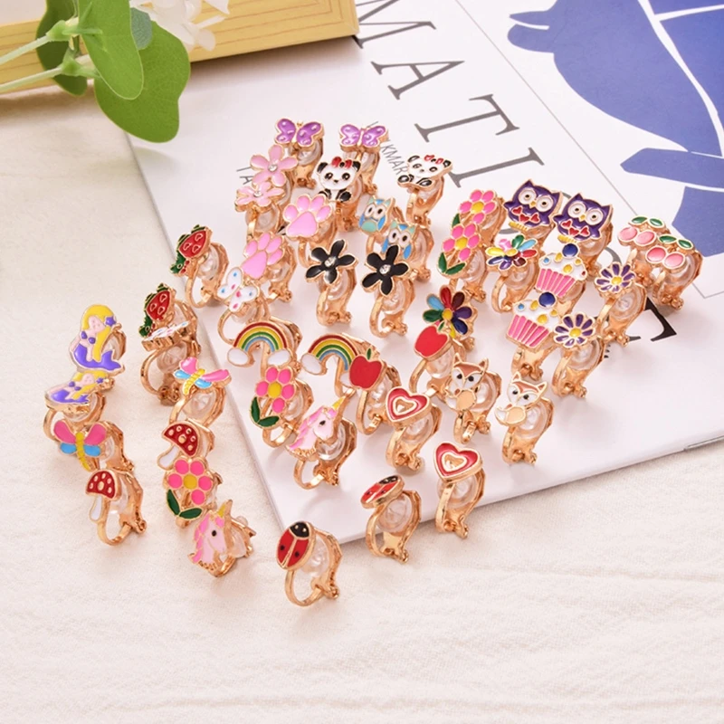 

20Pairs/set Cute Flower Clip On Earrings for Girls Women Clips Stud Earrings Cuff Earrings Princess Play Jewelry Party