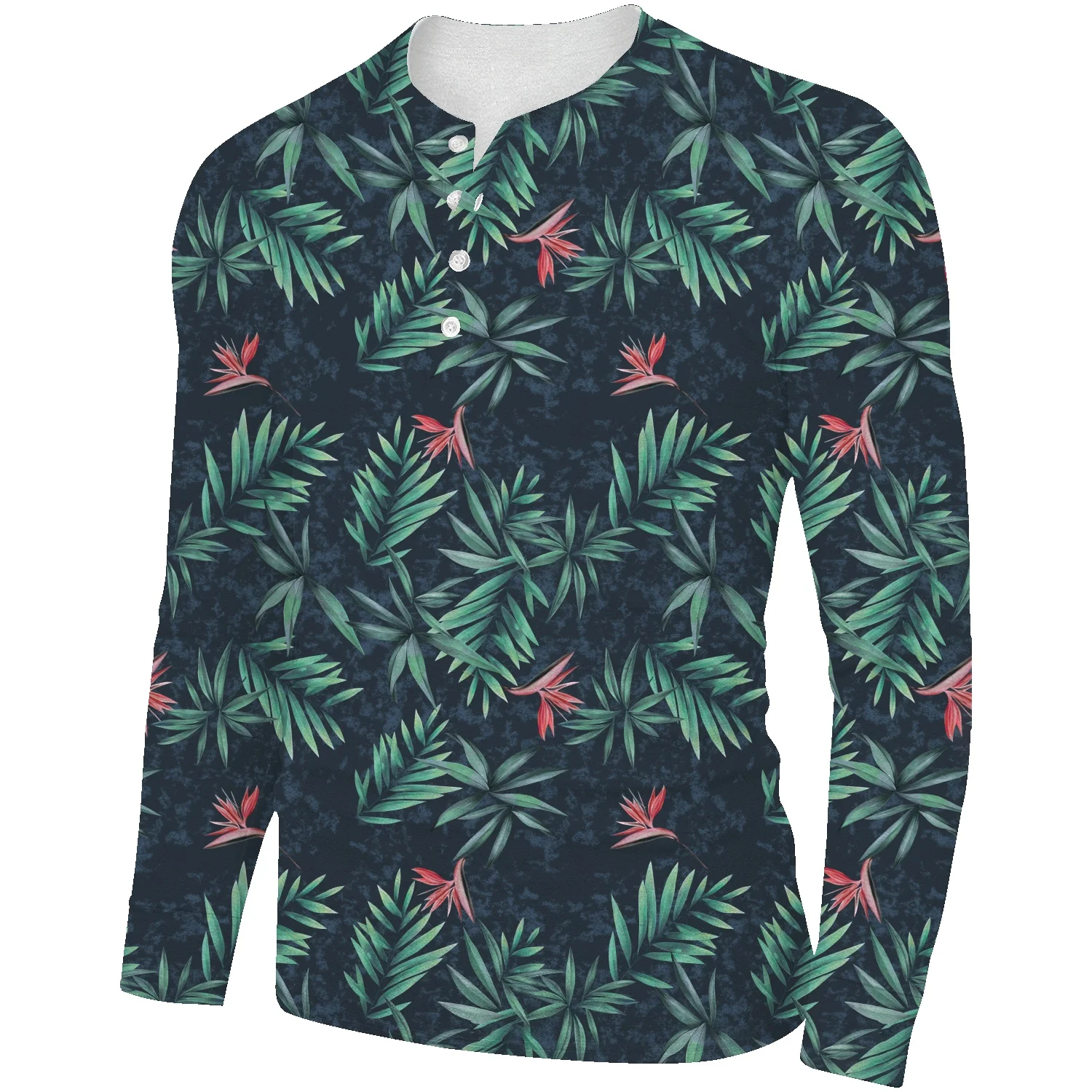 

Футболка мужская с длинным рукавом и воротником «Генри»