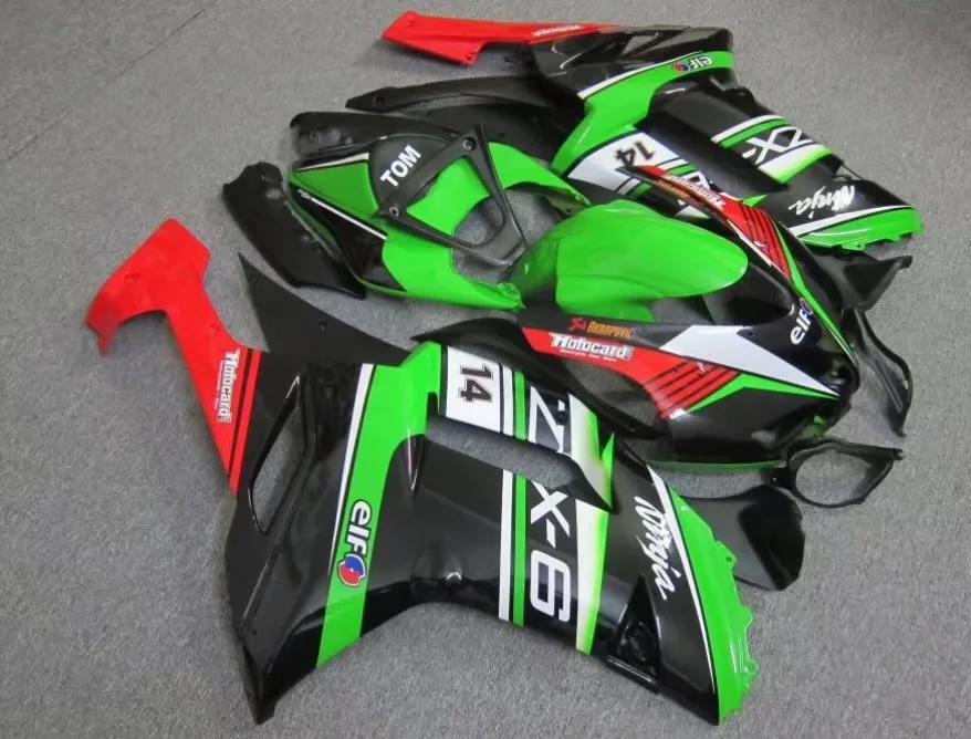 

Новый комплект обтекателей для цельного мотоцикла из АБС-пластика, подходит для Kawasaki Ninja ZX-6R ZX6R 636 2007 2008 07 08, кузов красного и зеленого цвета