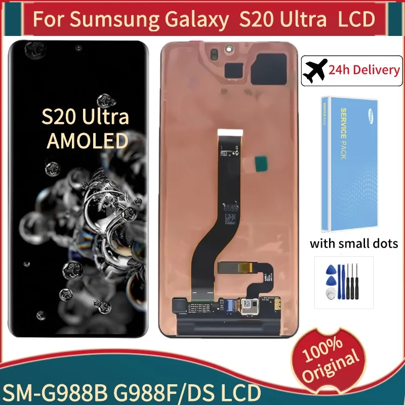 100%Original Super AMOLED For Samsung Galaxy S20 ultra LCD SM-G988 G998F Display Touch Screen Digitizer Repair Parts enlarge