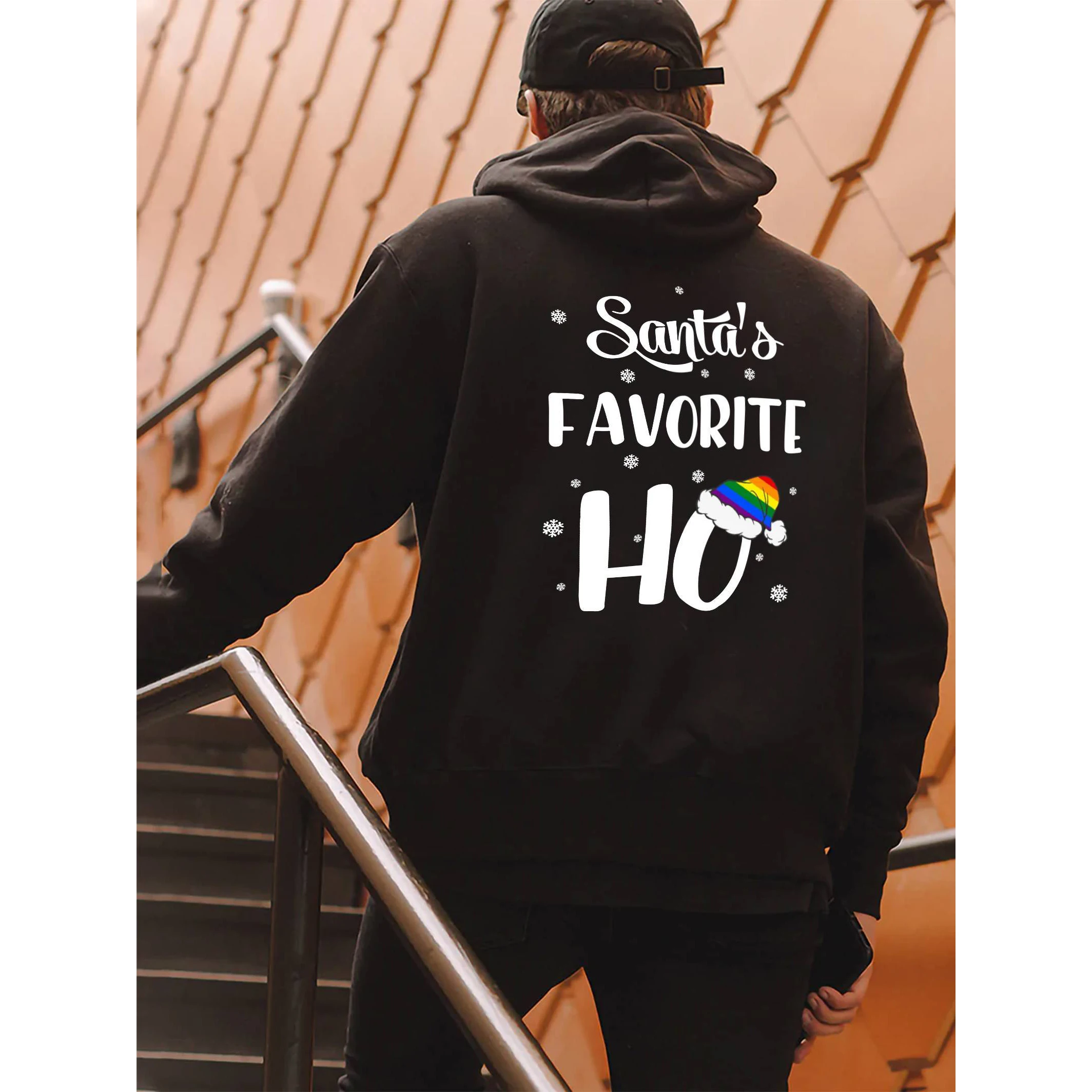 

Badassdude Santa's Favorite HO Letter Printing Men's Casual Hoodie