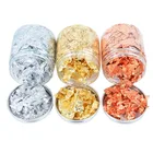 Золотистые и Серебристые листья 3 г из фольги для творчества, позолоченные хлопья, конфетти для рисования, искусства, декоративные материалы для дизайна ногтей, домашний Свадебный декор