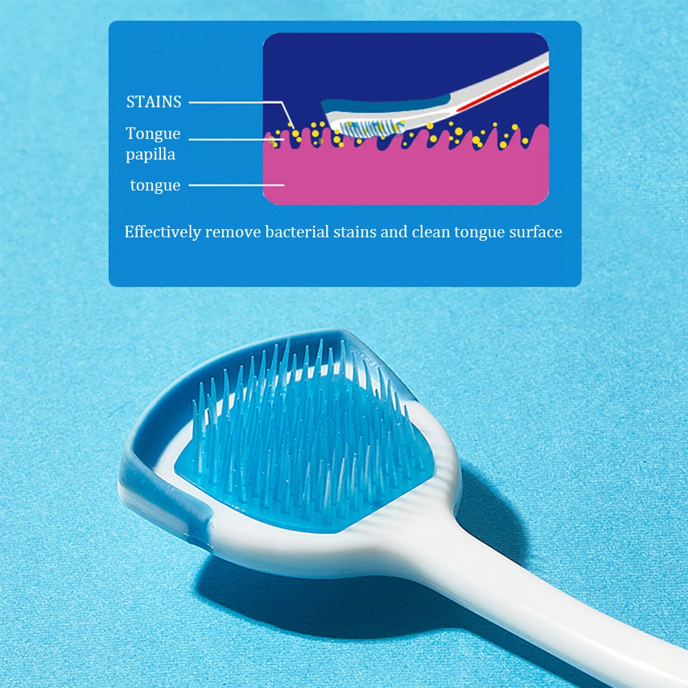 

2 Pack Silicone Tongue Scraper Non-slip Handle Tongue Soft Brush Dental Oral Care Plastic Cleaner Fresh Breath Cleaning Tongue