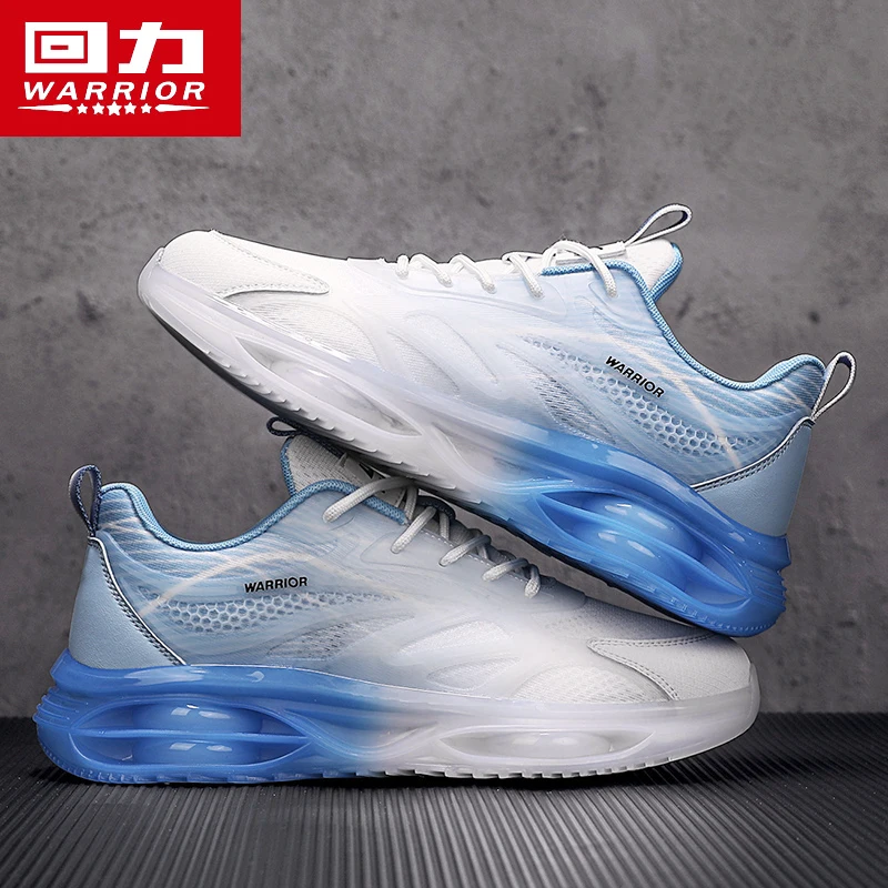 Warrior Men's Shoes Autumn Breathable Casual Mesh Sports Air Cushion Shock Absorption Increased Non-Slip Running Black Daddy ...