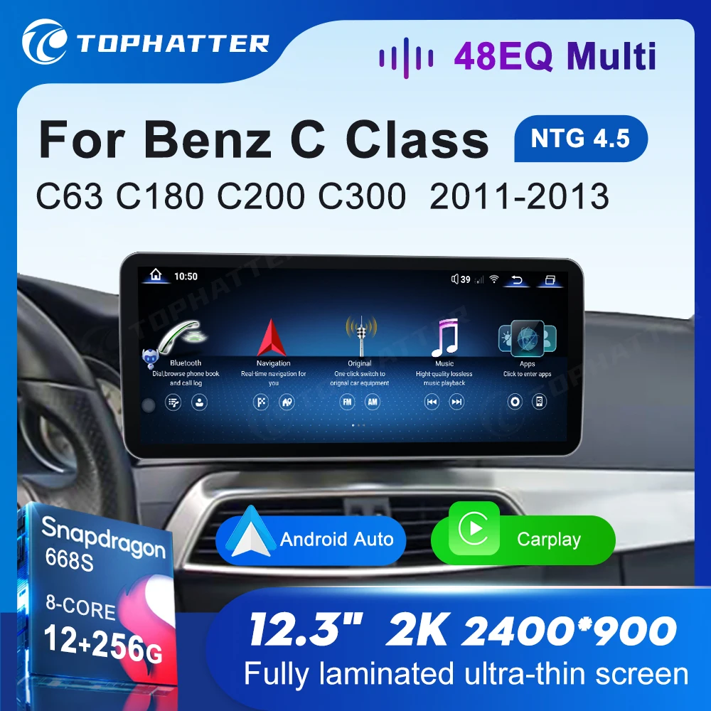12 3-дюймовый 2K-автомагнитола для Mercedes Benz C-класса W204 S204 2011-2013 CarPlay Android Auto