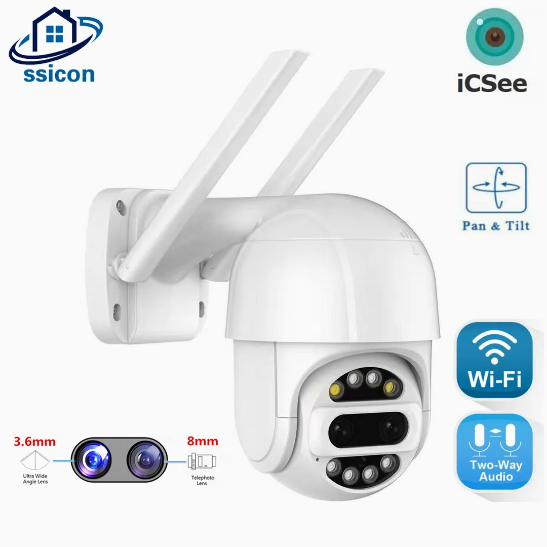 

ICSee 4MP HD Security WiFi Camera Outdoor Smart Home Speed Dome 2K Dual Lens Surveillance CCTV Camera Night Vision
