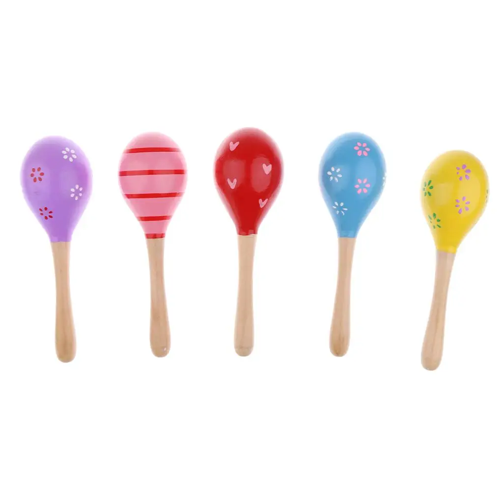 

Wood Maraca Sand Shaker Percussion Instrument Kids Rattle Toy