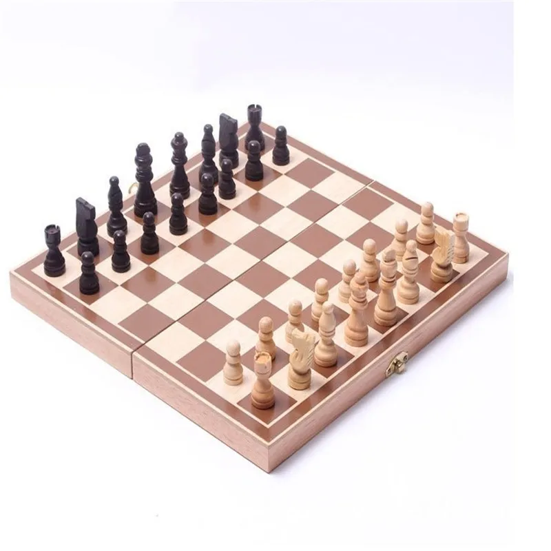 

International Chess Set Pieces Set Board Game Funny Folding Wooden Game Chessmen Collection Portable Board Game