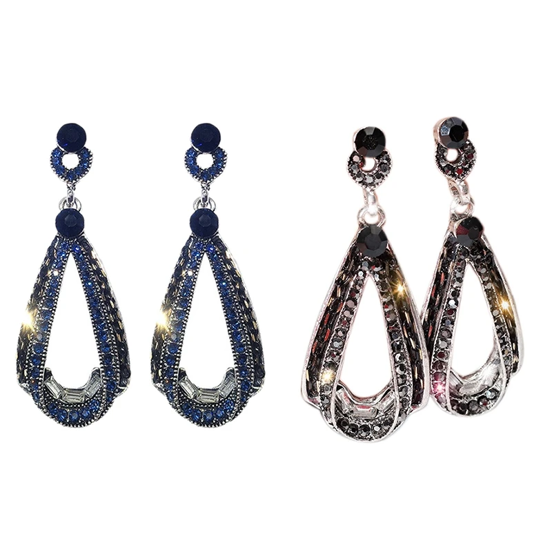 

Серьги-Подвески Стразы из серебра 925 пробы, винтажные личные длинные серьги, 2 пары