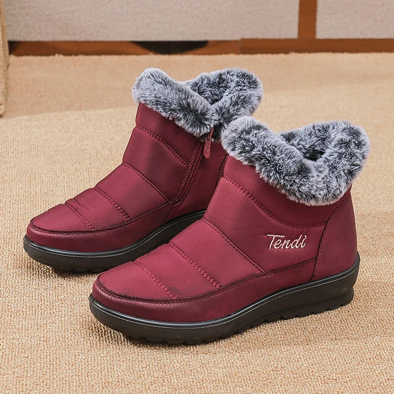 Snow Women Boots Fur Ladies Shoes Zipper Winter Shoes for Women Punk Waterproof Ankle Boots Plush Warm Footwear Botas Mujer