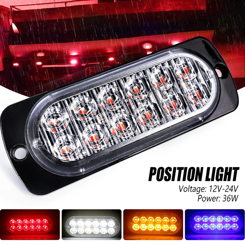 

12LED Body Side Warning Light 6 LED Truck Car Warning Light Yellow White Blue Strobe Lamp Emergency Flash Light High Lights