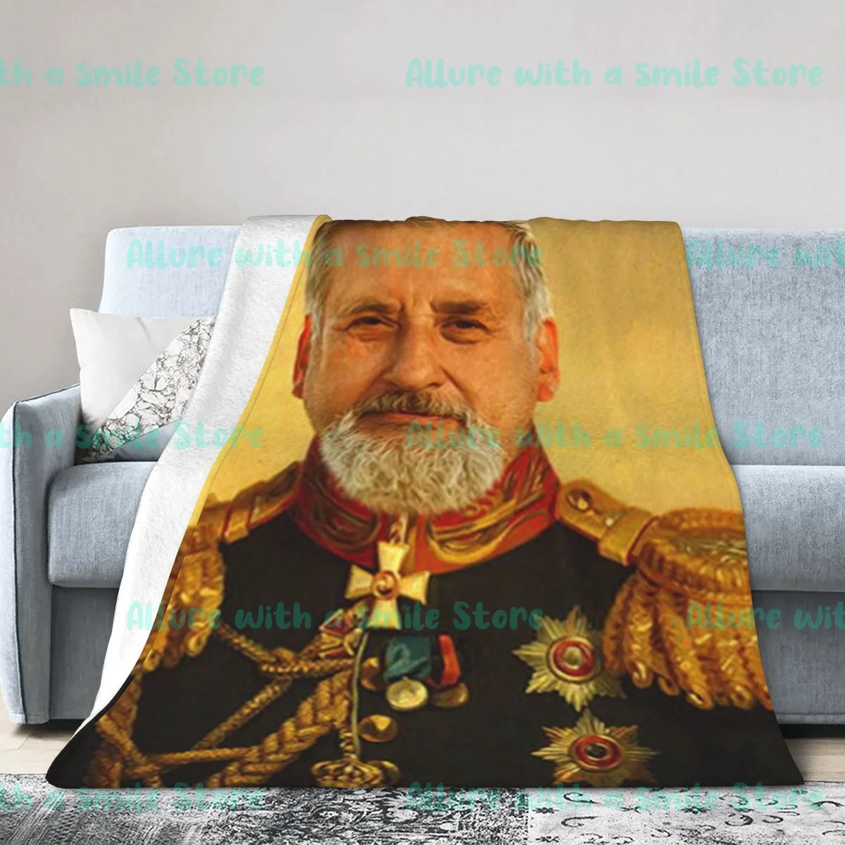 

Custom Royal Portrait Medieval Historical King Portrait--3D Bed Blanket-Sofa Blanket-Flannel-Warm Bedding-Home Travel-Adult Kids