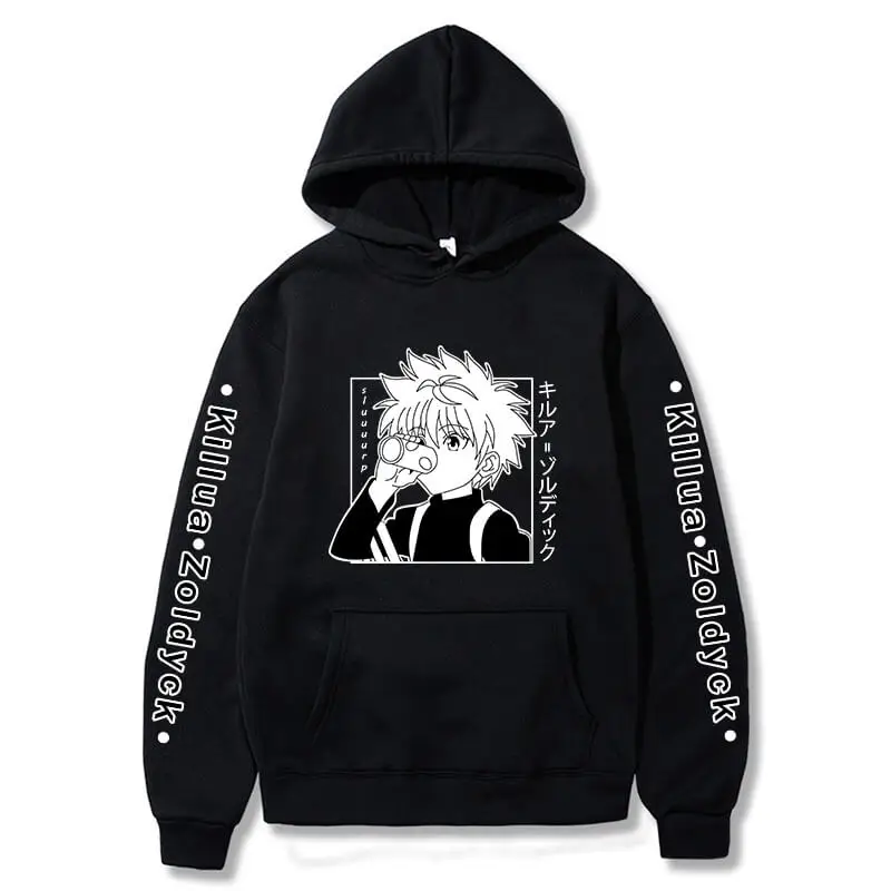 

Anime Hunter X Hunter Hoodie Men/Women Casual Oversized Sweatshirt Manga Killua Zoldyck Drink Water Print Pullover Tops Clothes