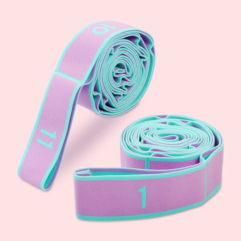 F1FD Растягивающийся ремень Ремень для йоги 9-петлевой эластичный ремешок