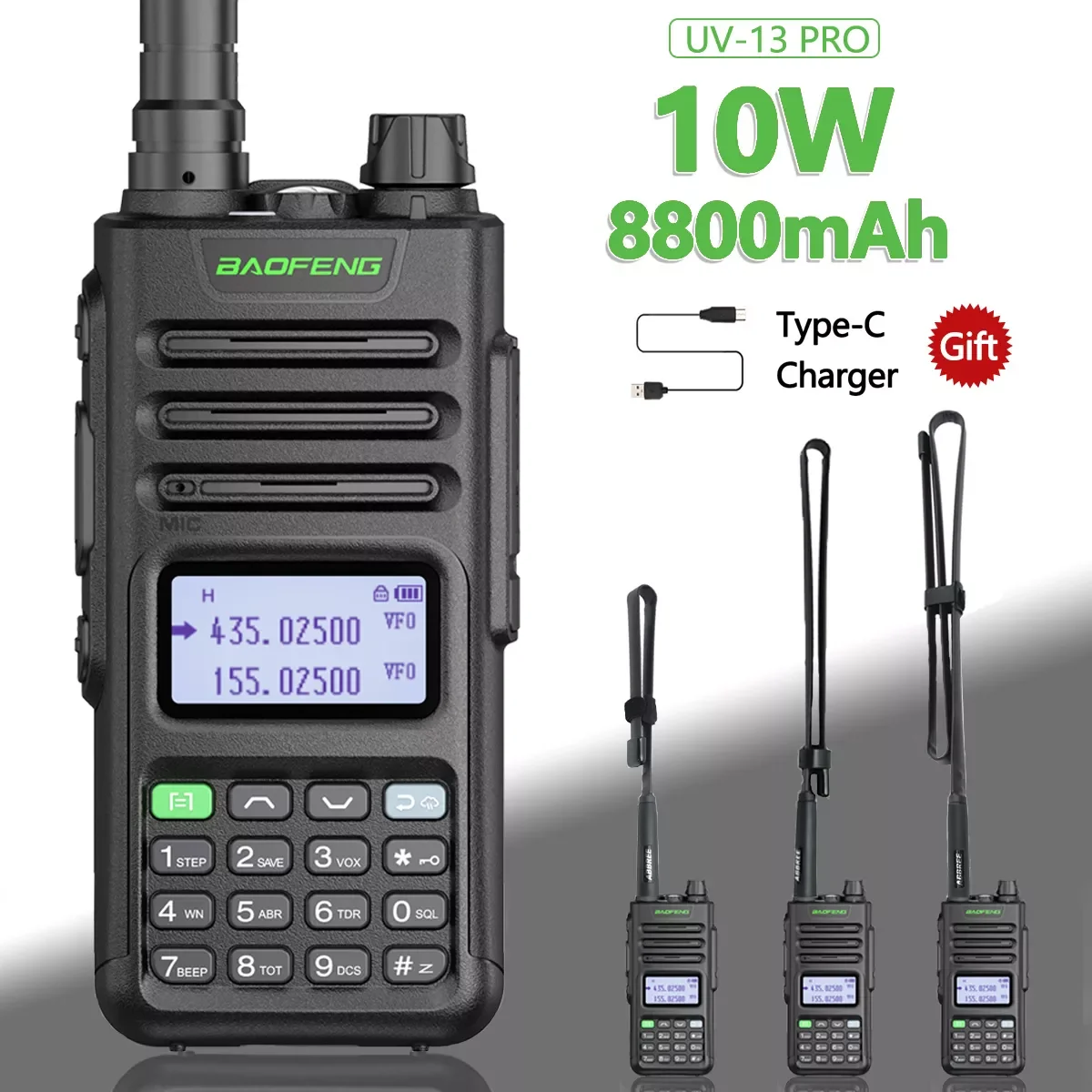 

UV-13 PRO V1 V2 Walkie Talkie 10W High Power 999 Channel Dual Band UHF VHF Radio Transmitter UV-10R Ham Radio